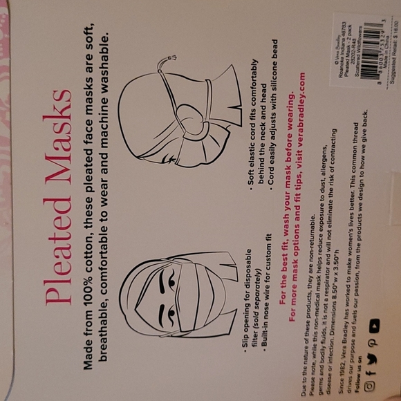 Vera Bradley 2pack pleated masks - Picture 3 of 3